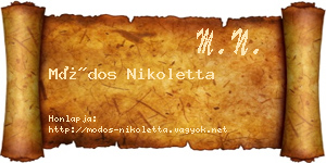 Módos Nikoletta névjegykártya